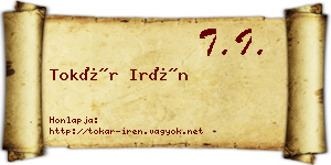 Tokár Irén névjegykártya